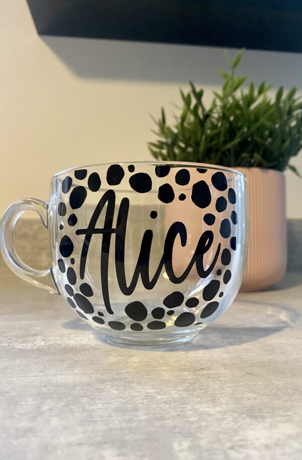 Personalised Glass Teacup – ANY DESIGN